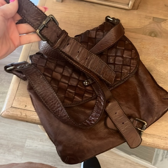 Civico 93 Bag Crossbody Woven Leather Italy Adjustable Strap Brass Hardware - Picture 13 of 13